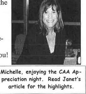 Michelle Arnot smiling at the CAA Member Appreciation Night