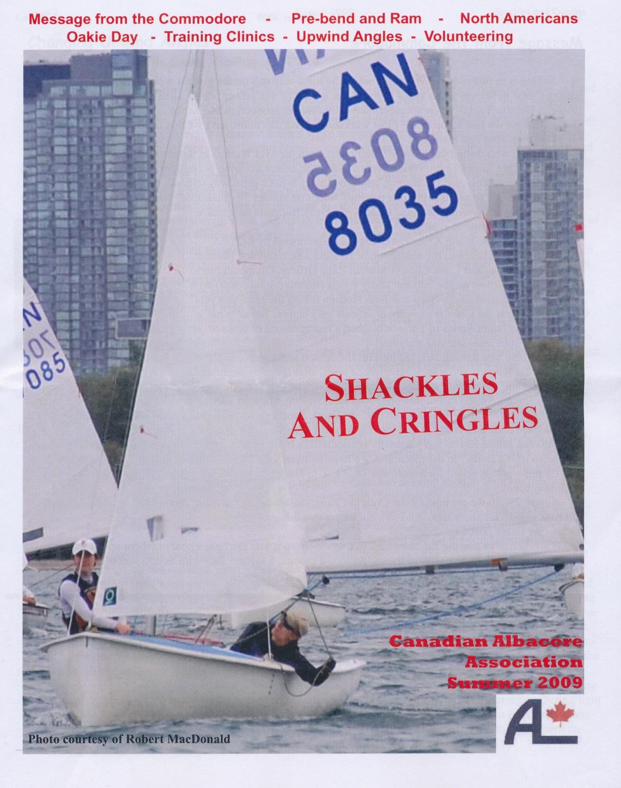 Shackles and Cringles, Summer 2009 cover, an Albacore sailing off the Toronto skyline