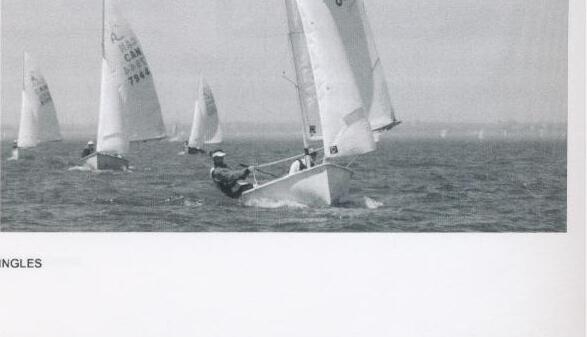 A small fleet of Albacores racing upwind