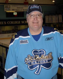Peter Vasoff wearing a Toronto St. Michael's Majors hockey jersey