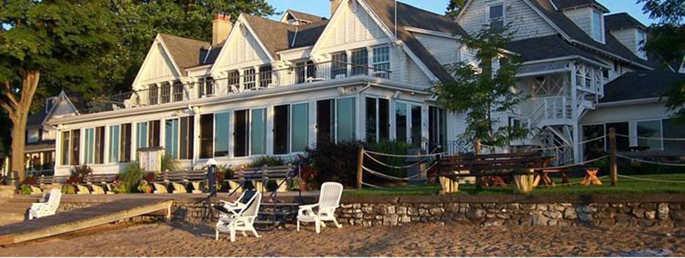The Buffalo Canoe Club's lakeside clubhouse and beach