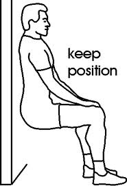 Illustration of a person doing a wall squat, labeled keep position