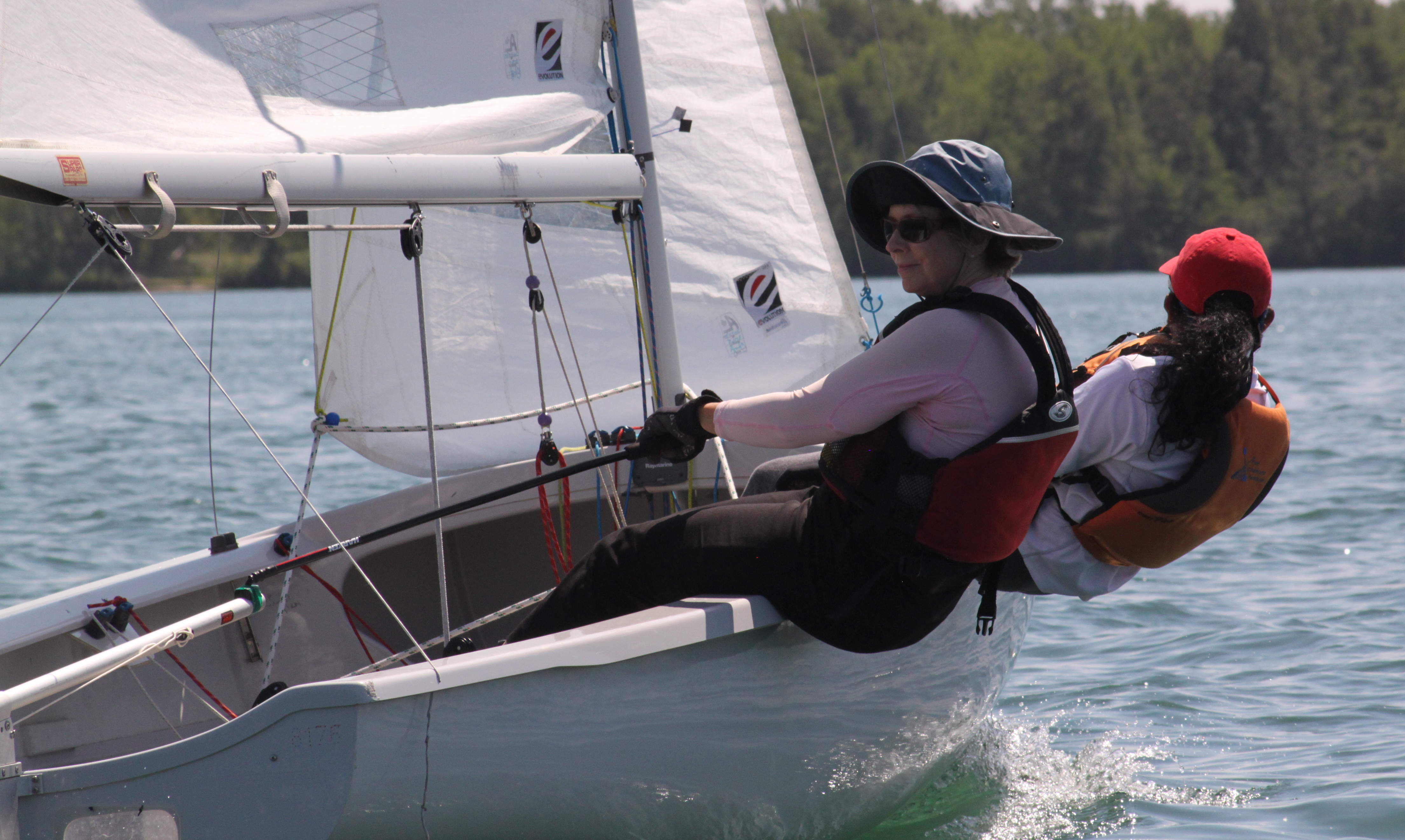 Albacore fleet racing with the Toronto skyline behind
