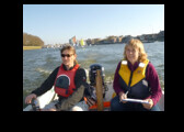 Mary Neumann and her niece in a rescue boat on the Thames