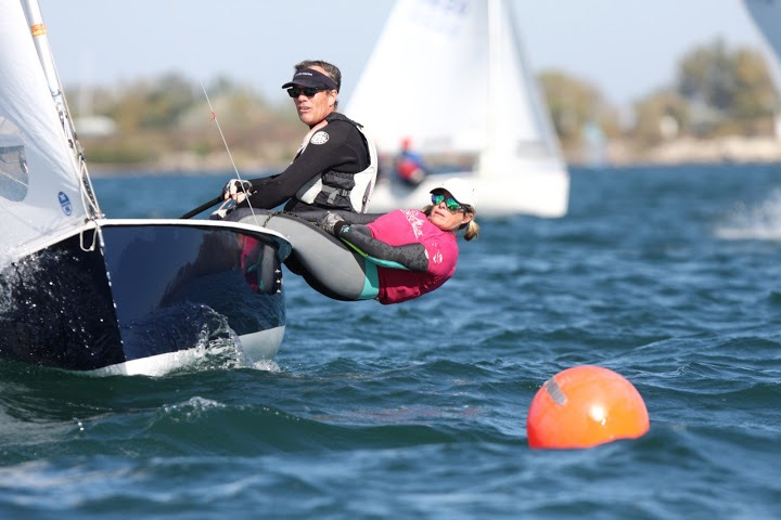 Paul Clifford and Mia Drake Brandt rounding a mark