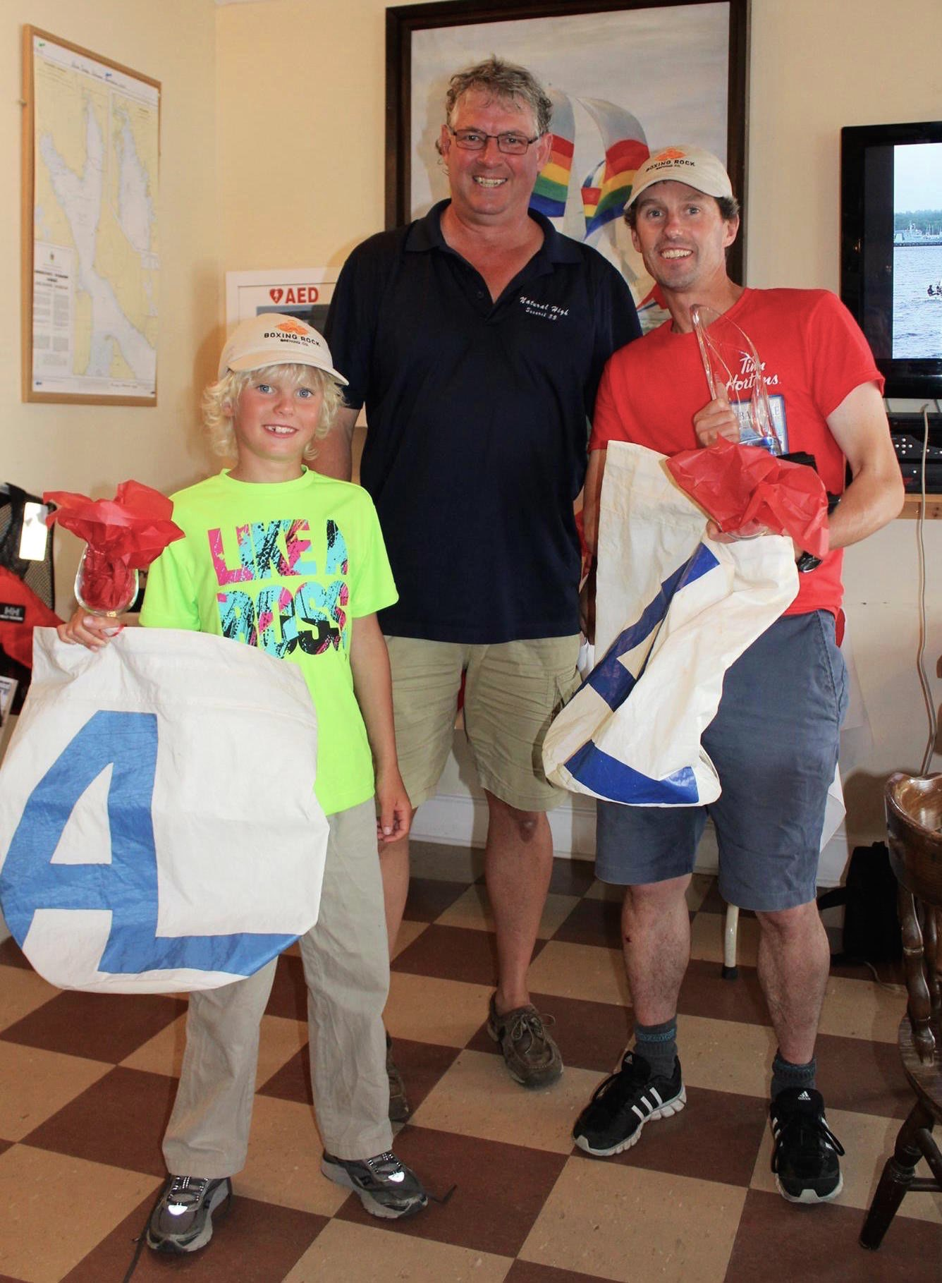 2015 East Coast Albacore Champions, Ollie and Guy Tipton, receiving their awards