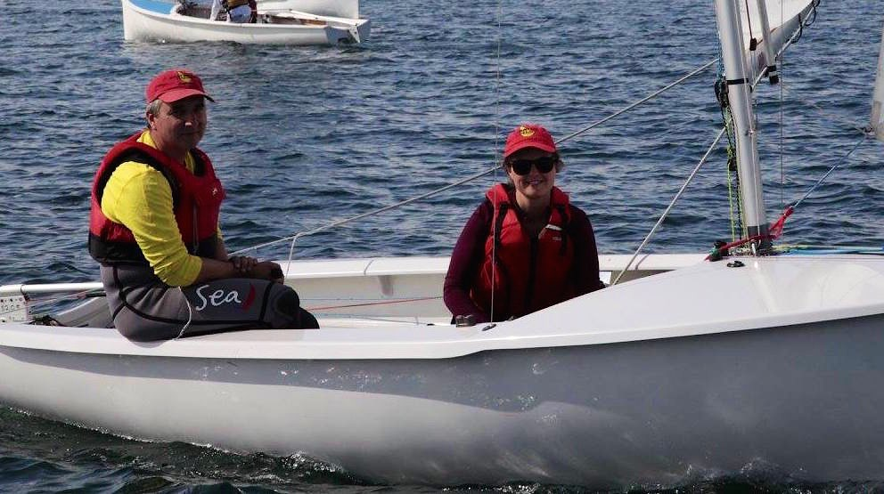 A yellow-and-red-clad crew on an Albacore, Canadians Day 1