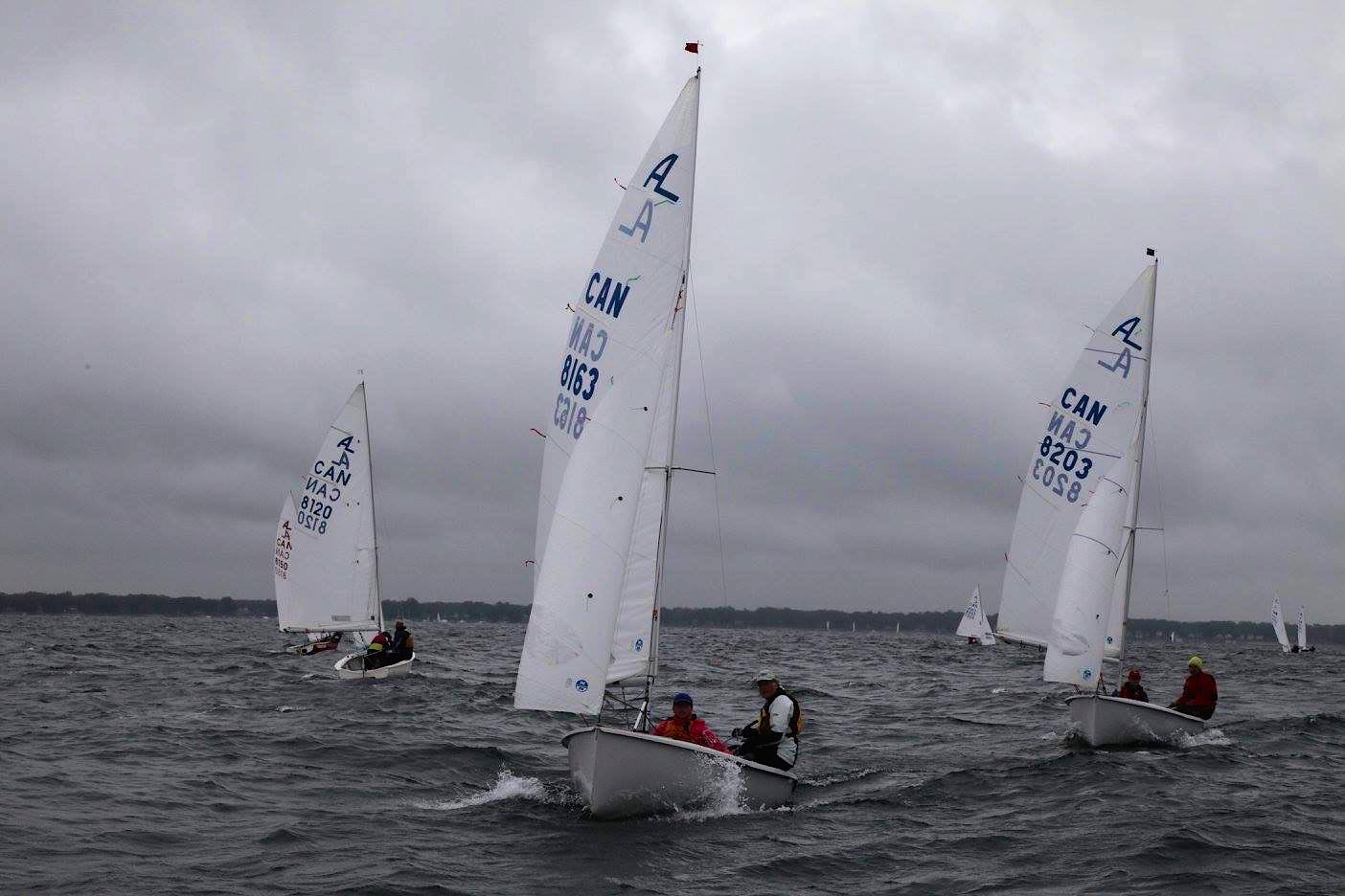 Three Albacores converging in rough water, Canadians Day 2