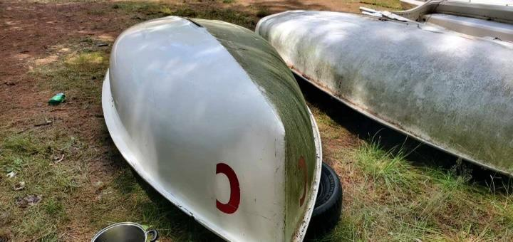A weathered Albacore hull among the Scouts' donated fleet