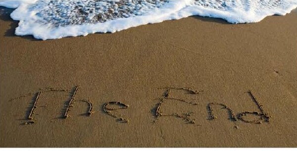 The End written in the sand