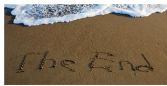 The End written in the sand