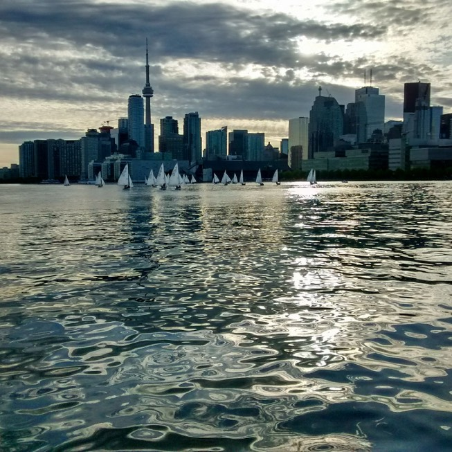 Toronto's Friday Night Race in the Inner Harbour at sunset