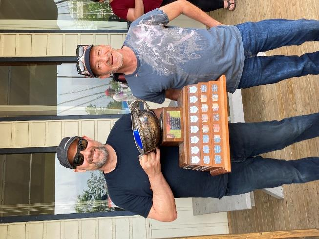Two sailors holding the North Americans trophy