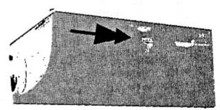 Small grainy image of a hull with a bold arrow pointing forward