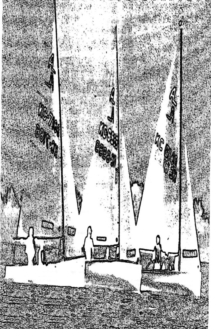 High-contrast cover photo of three Albacores, KC 7166, KC 6555 and KC 6106, pulled up on a beach with crews standing beside them