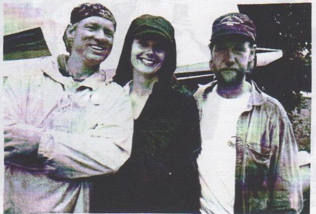 Steve Goode, Evelyn Simpson and John Gilchrist smiling together