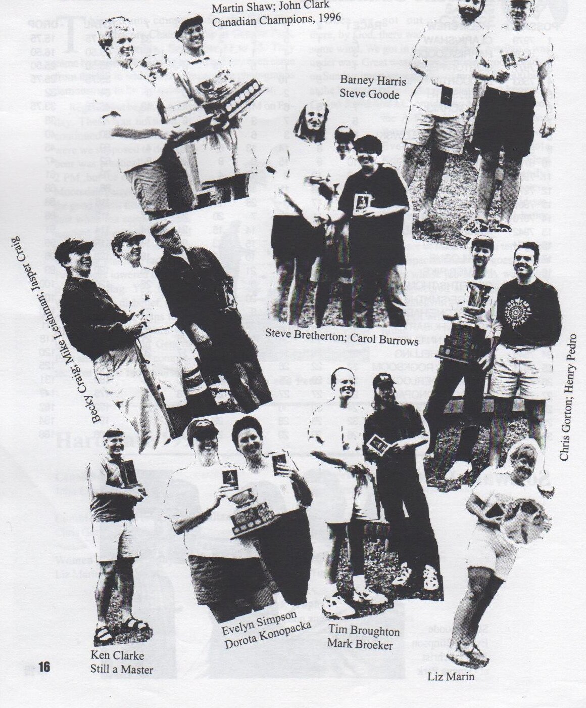 Collage of trophy winners at the 1996 Canadian Championships