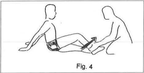 Fig. 4: a seated figure pushing a foot against a partner’s hands, which hold it down
