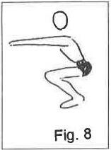 Fig. 8: a figure in a half squat with arms extended forward at shoulder level