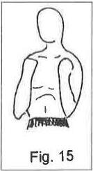 Fig. 15: a standing figure with fists lightly closed and held high on the upper chest