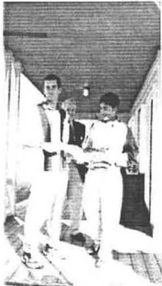 Lennie Liscio and Rob Paterson accepting the Junior Award on the club veranda