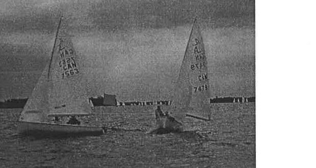 Two Albacores reaching past the weather mark in stormy conditions