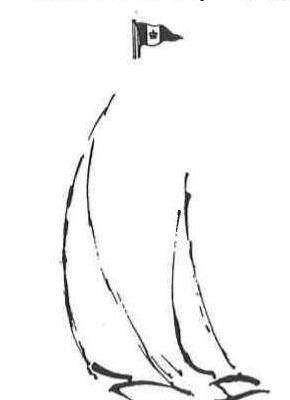 Hand-drawn sketch of a sailboat with the Royal Torbay Yacht Club burgee above it