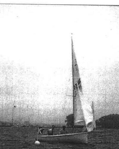 An Albacore under sail on open water during race training