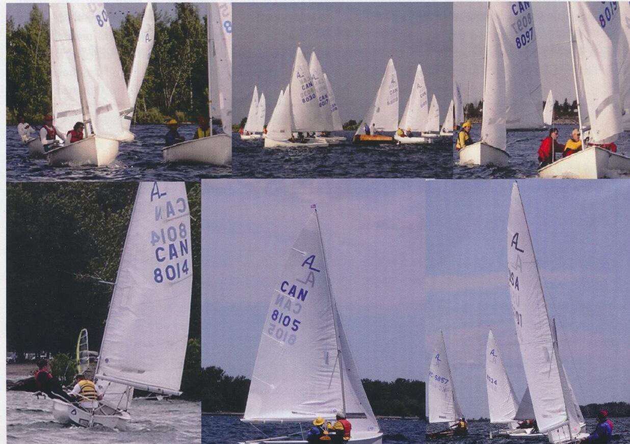 Collage of six photos of Albacores racing