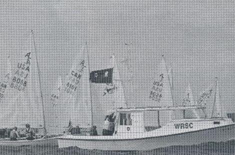 Fleet of Albacores with the WRSC committee boat